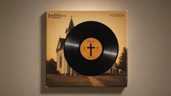 En vinylplate med et cover som viser et kors eller en kirke, som symboliserer forbindelsen mellom musikk og tro