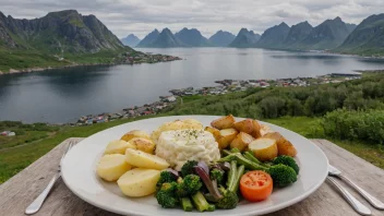 En deilig tallerken med Lofottorsk, en type torsk som fanges i Lofoten, servert med kokte poteter og grønnsaker.