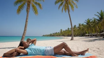 Et fredelig og rolig bilde av en person som nyter et bekymringsfritt øyeblikk på en vakker strand.