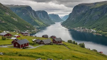 Et malerisk landskap av Sunnhordland, som viser dens naturskjønnhet og kulturarv.