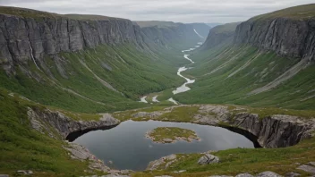 En unik landform i Norge, kjennetegnet av en særegen form og vannforekomster.