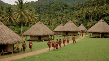 En tradisjonell samoansk landsby scene