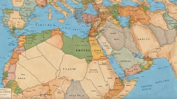 Et kart over Midtøsten og Nord-Afrika, som viser land med arabisk kultur og språk.