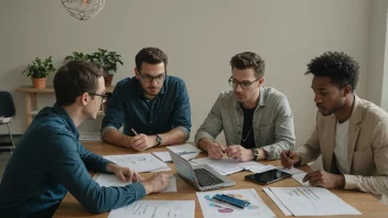 En gruppe mennesker som sitter rundt et bord og samarbeider om et prosjekt.