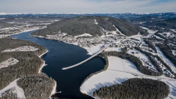 Vikersund, en liten by i Norge kjent for sin skihoppbakke og vinteraktiviteter.