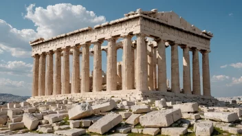 Akropolis i Aten, en historisk festning på en ås i hjertet av byen, med det ikoniske Parthenon og andre antikke ruiner.