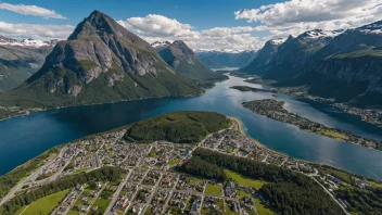 Flyfoto av byen Eigersunds i Norge