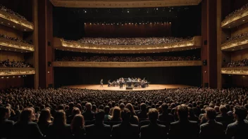 En konsert med en scene og et fullt publikum.