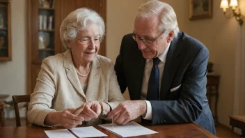 En smilende eldre person som holder et brev med norsk flagg i bakgrunnen.