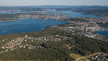 Flyfoto av Skedsmos, et boligområde i Lørenskog, Viken fylke