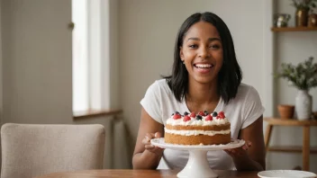 En person som nyter en søt og deilig kake med et fornøyd uttrykk