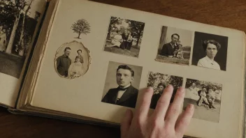 En person som utforsker sin families historie gjennom et fotoalbum.