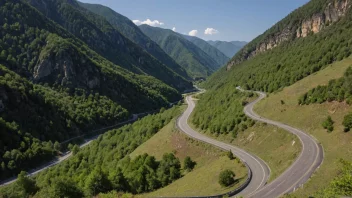 En naturskjønn rute med en lang strekning av vei