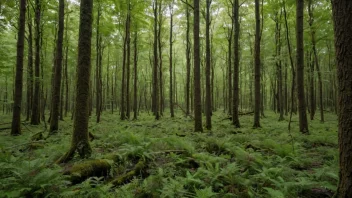 En liten skog med tett undervekst og en rekke plantearter og dyrearter