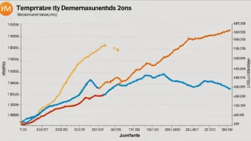 Graf som viser temperaturmålinger for juni over flere år.