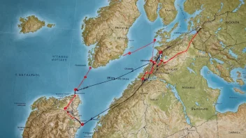 Et kart over Norge med flere ruter markert, inkludert et fly som flyr mellom Oslo og Bergen