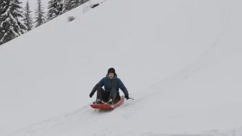 En person som kjører en bobkjelke nedover en snødekt bakke