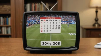 Et bilde som representerer starten på en ny sesong, med en kalender eller klokke i forgrunnen og en sports- eller TV-tema i bakgrunnen.