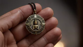 En person som bærer en amulett med en svak glød rundt den, som symboliserer beskyttelse og lykke.