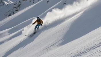 En person som kjører nedover en bratt skråning på ski, med en snowboarder i bakgrunnen, begge utfører skarpe svinger.