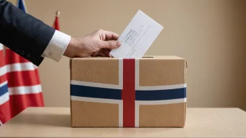 En stemmeboks med norsk flagg i bakgrunnen, som representerer valgsystemet i Norge.