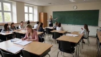 Et klasselokale med elever og en lærer i en norsk skole