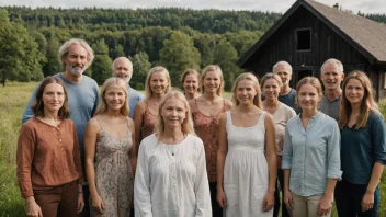 En gruppe mennesker fra Skandinavia samlet sammen, representerer konseptet Jantelovenes.