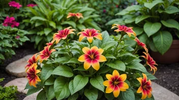 En vakker blomsterplante med blomstrende blomster og grønne blader.