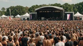 Et levende musikkfestival med en mangfoldig folkemengde som nyter live musikk.