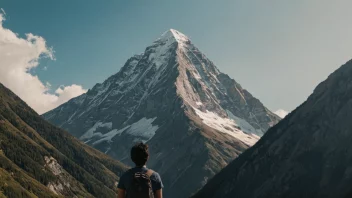 En person beundrer et majestetisk fjell