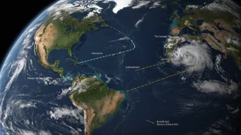 En illustrasjon av jordens atmosfære, som viser forskjellige værsystemer og deres interaksjoner.