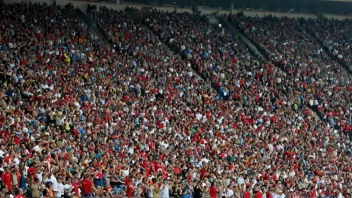 Et stadion med en stor sittetribune, inkludert ulike seter, gangveier og tilskuere.