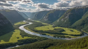 Et naturskjønt landskap fra Østerdalen i Norge, som viser regionens naturlige skjønnhet.