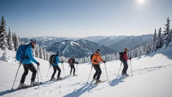 Mennesker som deltar i vinterøvelser i et snødekt landskap.