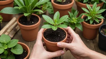 En person som holder en liten potteplante, symboliserer evnen til å dyrke og pleie levende ting.