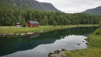 Et naturskjønt område med et beskyttet vassdrag i forgrunnen og en liten bygning i bakgrunnen som representerer innsatsen for å verne og beskytte vassdragene.