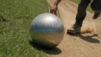 En person som triller en ball ned en bakke, med et stort smil på ansiktet.