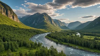 Numedalslågen renner gjennom det pittoreske Numedal i Norge, og tilbyr et vakker landskap og ulike friluftsmuligheter.