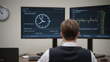 En person som overvåker sanntidsdata på en dataskjerm.