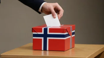 En person som holder en stemmeboks med et norsk flagg i bakgrunnen, symboliserer retten til å stemme i Norge.