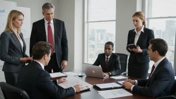 En gruppe finansfolk som diskuterer økonomisk forvaltning og investeringsstrategier