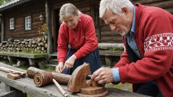 Et bilde av en tradisjonell norsk håndverk som blir overført fra en generasjon til neste, og viser viktigheten av kulturell arv.