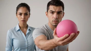 En person som presser en stressball med stor kraft, og viser handlingen å skvise.