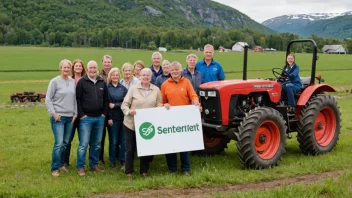 En gruppe mennesker på landsbygda i Norge, som viser sin støtte til Senterpartiet