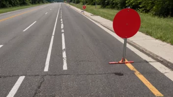 En veisperring eller barriere som blokkerer veien, med en rød sirkel og en linje gjennom den.