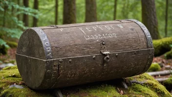 Et bilde av en gammel norsk måleenhet, muligens et tre- eller steinobjekt med merker, i en historisk setting.