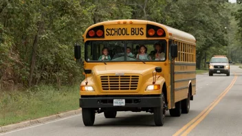 En skolebil som transporterer barn til skolen