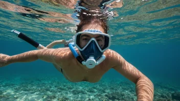 En person som snorkler i havet med maske og snorkel, observerer marine liv