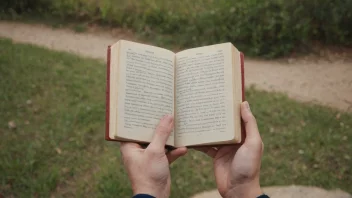 En person holder en bønnebok, med en rolig og fredelig bakgrunn