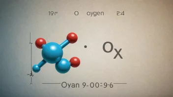 En illustrasjon av et molekyl med oksygen og et annet grunnstoff.